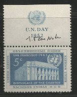 Nations Unies - U.N.DAY 1952 - San Francisco - Naissance De La Charte + Signature Du Dessinateur Du Timbre Van Noten - Neufs
