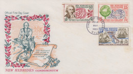 Enveloppe  FDC  1er  Jour   NOUVELLES  HEBRIDES    200éme  Anniversaire   Voyage  De  BOUGAINVILLE   1968 - FDC