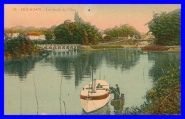 * ISLE ADAM - LES BORDS DE L'OISE - PÊCHEURS - BATEAU BARCOS SHIP - ANIMÉE - COLORISÉE - 24 - EDIT. OLIVIER - L'Isle Adam