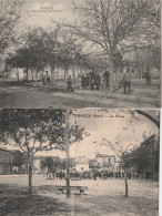 2 CPA 30  VERGEZE PLACE DE LA REPUBLIQUE + PLACE BELLE ANIMATION ETAT - Vergèze