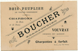 Delcampe - VOUVRAY - Carte De Visite 8 X 12 Cm - BOUCHER, Charpentier, Bois, Charbons De Bois - Vouvray