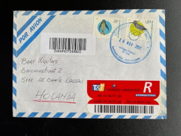 ARGENTINA 2000 REGISTERED AIR MAIL LETTER ROSARIO TO BAARLE NASSAU NETHERLANDS 28-11-2000 ARGENTINIE BIRDS - Covers & Documents