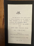 Dame Agnes De Vriere épouse Messire Pierre Kervyn De Marcke Ten Driessche +1942 Assebroek Au Service Anniversaire 1952 - Engagement