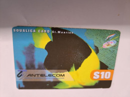 ST MAARTEN  SOUALIGA CARD/ ANTELECOM /TROPICAL FISH  PREPAID    $10,-   **18961** - Antillas (Nerlandesas)
