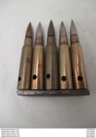 5 Balles Démilitarisées  De Mas 36  Calibre 7,5 / 54 - Sur Lame Chargeur - Armas De Colección