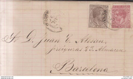Año 1878 Edifil 192-188 Alfonso XII  Carta  Matasellos Reus Tarragona Membrete Viuda De Marti E Hijos - Briefe U. Dokumente
