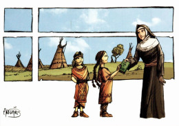 Delcampe - MO-25-376 : LES GRANDS PERSONNAGES DE LA NOUVELLE FRANCE. MERE MARIE DE L'INCARNATION PAR FREDERIC MATHIAS - Moderne Ansichtskarten