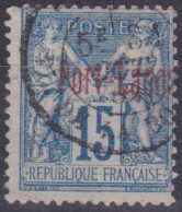 PORT LAGOS - 3  15C BLEU SURCHARGE CARMIN OBL USED COTE 95 EUR - Gebruikt