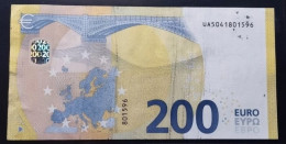 2019 Francia 200€ Serie.U00 Varieta' Maculatura Errore Di Stampa XF P.25U (ECAS - 200 Euro