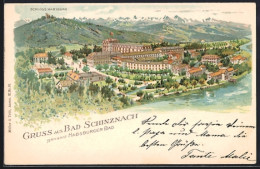 Lithographie Bad Schinznach, Ortsansicht Mit Blick Auf Schloss Habsburg  - Schinznach 