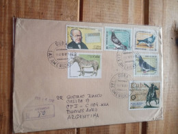 Cuba Registered Letter.2001 To Argentina.3969/71 Pigeons.napoleónic Museum Zebra... .e7reg Letter Late Posting March 5 - Lettres & Documents