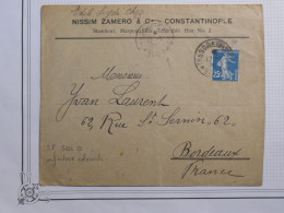 DV.1 LEVANT BELLE  LETTRE INFANTERIE COLONIALE 1921 CONSTANTINOPLE  A BORDEAUX FRANCE +SP 506 B + - Brieven En Documenten