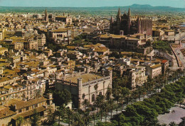 Delcampe - ESPAGNE - PALMA DE MALLORCA - BALEARES  - VISTA AEREA DEL PASEO DE SAGRERA -LA CATEDRAL - Palma De Mallorca