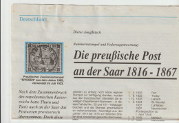 SAAR - Preussen + 3 Jahre NDP, Zeitraum 1.7.1816-1.1.1872 (3 DIN A  Seiten) - Philatélie Et Histoire Postale