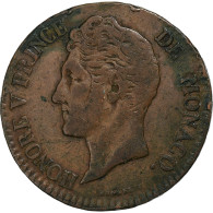Monaco, Honore V, 5 Centimes, 1837, Monaco, Cuivre, TB+, Gadoury:MC102 - 1819-1922 Honoré V, Charles III, Albert I