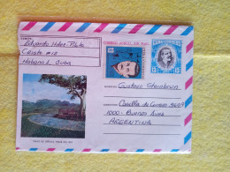 Cuba  To Argentina 1981 Postal Stat.cover Air 1977.valle De Viñales.additional Yv704. E7 Reg Letter Late Posting March 5 - Covers & Documents
