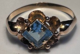 Damenring 900er Gold Mit Blautopas  (1171) - Bagues