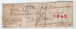 NANTES 1838 LETTRE COVER MENTON PRINCIPAUTE DE MONACO + C.F.4.R. + MARQUE NIZZA DI MARE - ...-1885 Prephilately