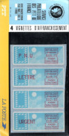 FRANCE / DISTRIBUTEUR / PLAQUETTES DE 4 VIGNETTES TYPE A : 1,70 F PNU-3,70 F LETTRE-2,10 F-ET 5F URGENT - 1981-84 Types « LS » & « LSA » (prototypes)