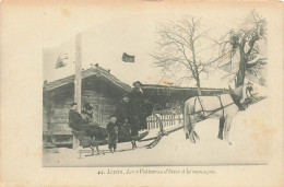 [-5%] SUISSE - Leysin - Les Voitures Dhiver à La Montagne - Attelage Cheval - Traineau - Animé - Carte Postale Anc - Leysin