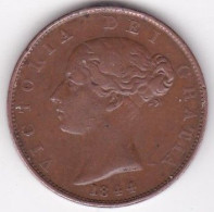 Grande Bretagne. Half Penny 1844 . Victoria, En Cuivre , KM# 726 - C. 1/2 Penny