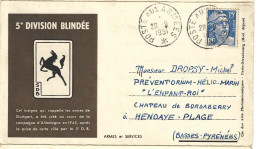 Delcampe - 239 5ème Division Blindée -blason 1945 Prise De Stuttgart -carte Porte Plianble-écrite A L'intérieur - Geschichte