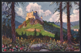 Künstler-AK Tarasp, Panorama Mit Burg  - Tarasp