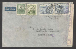 Cover Spain To Argentina Airmail Censor Year 1937 W 2 Helicopter Stamps + 2 Postal History - Andere & Zonder Classificatie