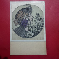 Delcampe - ILLUSTRATEUR MUCHA BRODEE SOIEE L AUTOMNE - Mucha, Alphonse