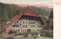 [-5%] SUISSE - Rossinières - Le Grand Chalet - Pension - Jardin - Porte - Enfant - Animé - Colorisé - Carte Postale Anci - Rossinière