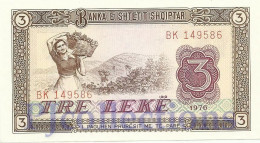ALBANIA 3 LEKE 1976 PICK 41a UNC - Albania
