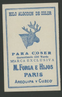 Etiquette Fil - Hilo Algodon De Color - M. Forga E Hijos - Paris - Voir Scan - Altri & Non Classificati