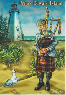 Sentinels Of The Sea P.E.I Canada Illus. Signed P.John Burden  Bagpipe Player Kilt Tartan  Bird Lighthouse Phare  CM2 Sc - Sonstige & Ohne Zuordnung
