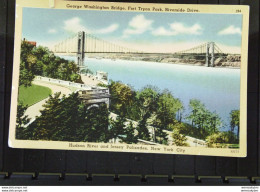 USA: Ansichtskarte Von New York City Mit George Washington Bridge, Fort Tryson Park, Riverside Drive  Um 1930 - Hudson River