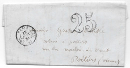 FRANCE 1851 Lettre De PARIS Chiffre Taxe 25c Pour POITIERS Vienne - 1898-1900 Sage (Tipo III)