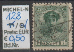 1922 - LUXEMBURG - FM/DM "Großherzogin Charlotte" 25 C Graugrün -  O  Gestempelt - S.Scan  (lxbg 128o) - 1921-27 Charlotte Front Side