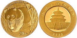 20 Yuan 2002. Panda Aus Bambuspflanzung Hervorkommend. 1/20 Unze Feingold. Stempelglanz. Krause/Mishler 1366. Schön 1270 - Cina