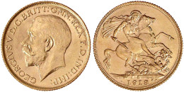 Sovereign 1918 I, Bombay. 7,99 G. 917/1000. Fast Stempelglanz, Prachtexemplar. Krause/Mishler 525 A. Spink. 3998. - Altri & Non Classificati