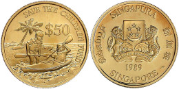 50 Dollars 1989, Save The Children. 10 G. 917/1000. Auflage Nur 1040 Ex. Polierte Platte. Krause/Mishler 78. Schön 59. - Singapore