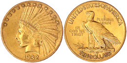 10 Dollars 1932, Philadelphia. Indian Head. 16,72 G. 900/1000. Vorzüglich/Stempelglanz. Krause/Mishler 130. - Altri & Non Classificati