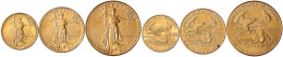 3 Stück: 10, 25 Und 50 Dollars (1/4, 1/2 Und 1 Unze Feingold) 1986. Liberty. Insg. 59,38 G. 917/1000. Stempelglanz. Krau - Altri & Non Classificati