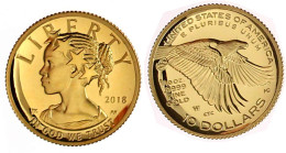 10 Dollars 2018 W, Liberty. 1/10 Unze Feingold. Polierte Platte, In Kapsel - Altri & Non Classificati
