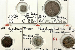 5 Versch Münzen: Batzen (Bistum) 1531, Pfennig-Klippe 1624, Ku-Scheffelmarke 1624, Heller 1786 Und Pfennig 1804. Sehr Sc - Other & Unclassified