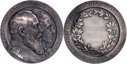 Silberne Preismedaille 1906 Der Landwirtschafts- Und Gartenbau-Ausstellung Karlsruhe. Doppelportrait Des Herrscherpaares - Other & Unclassified