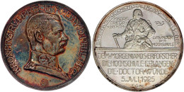 Silbermedaille 1925 Von König. Verleihung Der Ehrendoktorwürde Durch Die Universität Erlangen An Kronprinz Ruprecht Von  - Other & Unclassified