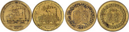 2 Stück: Messingmedaillen 1843 V. Hart, A.d. Eröffnung Der Eisenbahnlinie Verviers - Aachen Am 15. Oktober. Lokomotive/H - Unclassified