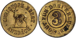 Messingmarke Zu 3 Kreuzer O.J. CHRISTOPH EBERT. Hirsch/"Gut Für Drei Kreuzer". 18 Mm. Sehr Schön/vorzüglich, Leicht Flec - Other & Unclassified