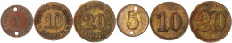 Messingmarken Zu 5 (oben U. Unten Gel.), 10 U. 20 (Pfg.) O.J. CONSUM & SPAR VEREIN I/S. Alle Sehr Schön. Menzel22 12 - Other & Unclassified