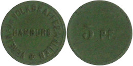 5 Pf. Hartgummi O.J. VEREIN FÜR VOLKSKAFFEEHALLEN. Grün. 23 Mm. Vorzüglich, Sehr Selten. Menzel -(vgl.10670). - Other & Unclassified