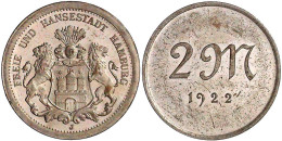 2 Mark Eisen 1922 FREIE UND HANSESTADT. 24 Mm. Vorzüglich, Kl. Kratzer, Selten. Menzel 10475.8. - Other & Unclassified